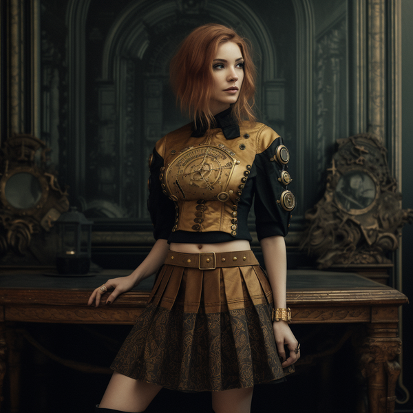 Steampunk Lady  Gold Skirt